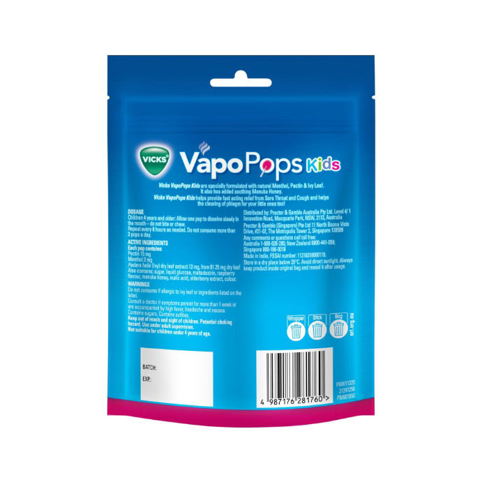 Vicks Throat Pops for Kids 8pk - Cutprice Online