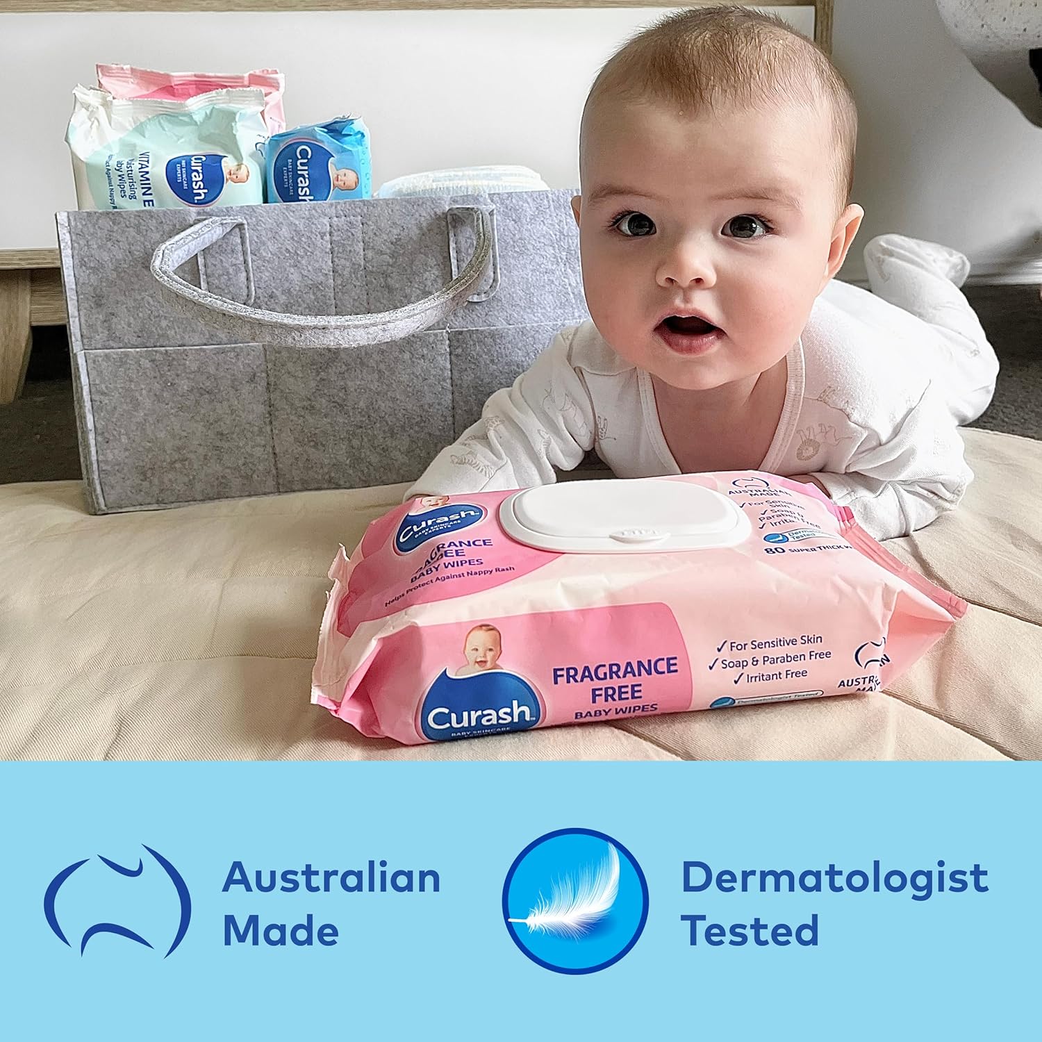 Curash Fragrance Free Baby Wipes 8 X 80 Pack