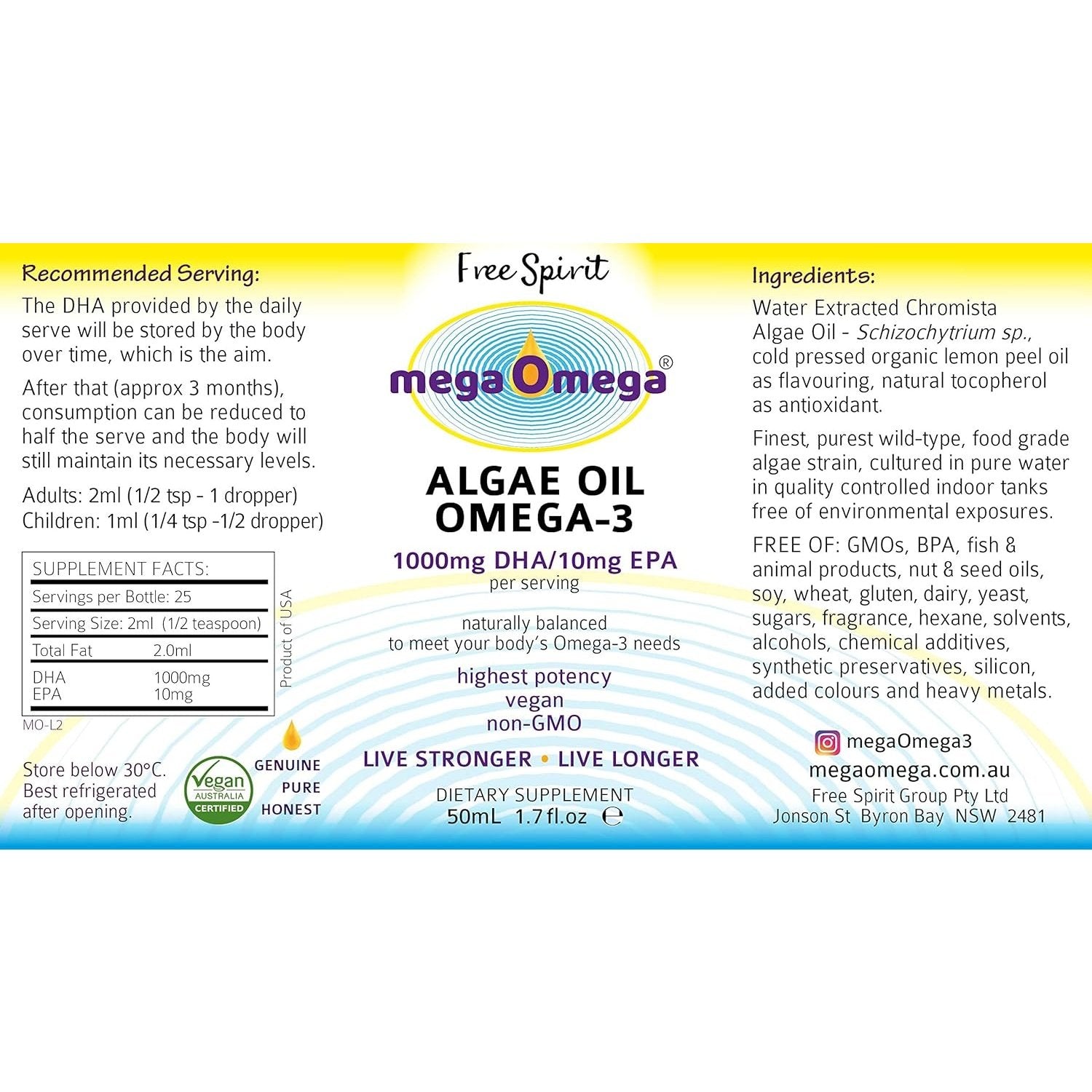Free Spirit MegaOmega Algae Oil Omega-3 50ml - Cutprice Online