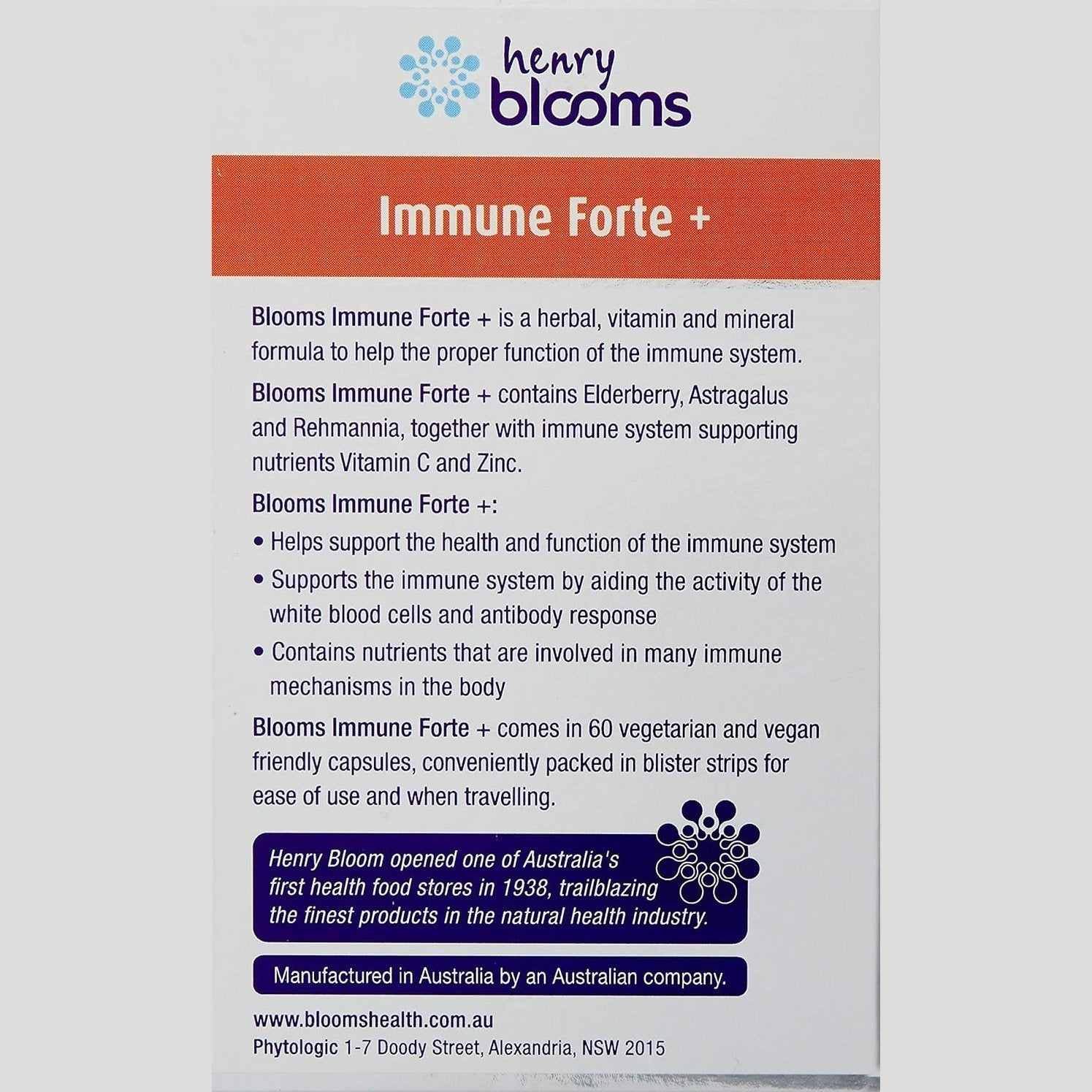 Henry Blooms Immune Forte + 60c - Cutprice Online