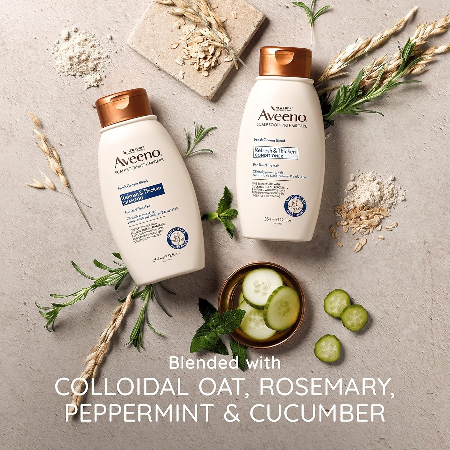 Aveeno Fresh Greens Blend Natural Volumising Shampoo for Fine Hair 354mL