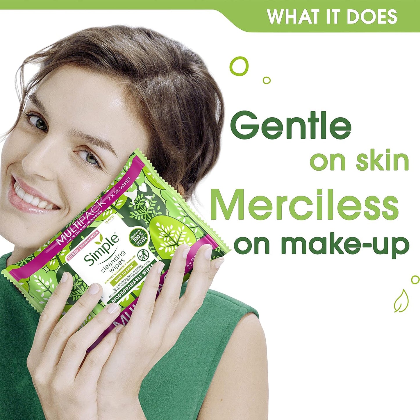 Simple Biodegradable Facial Wipes 2 X 25 Wipes
