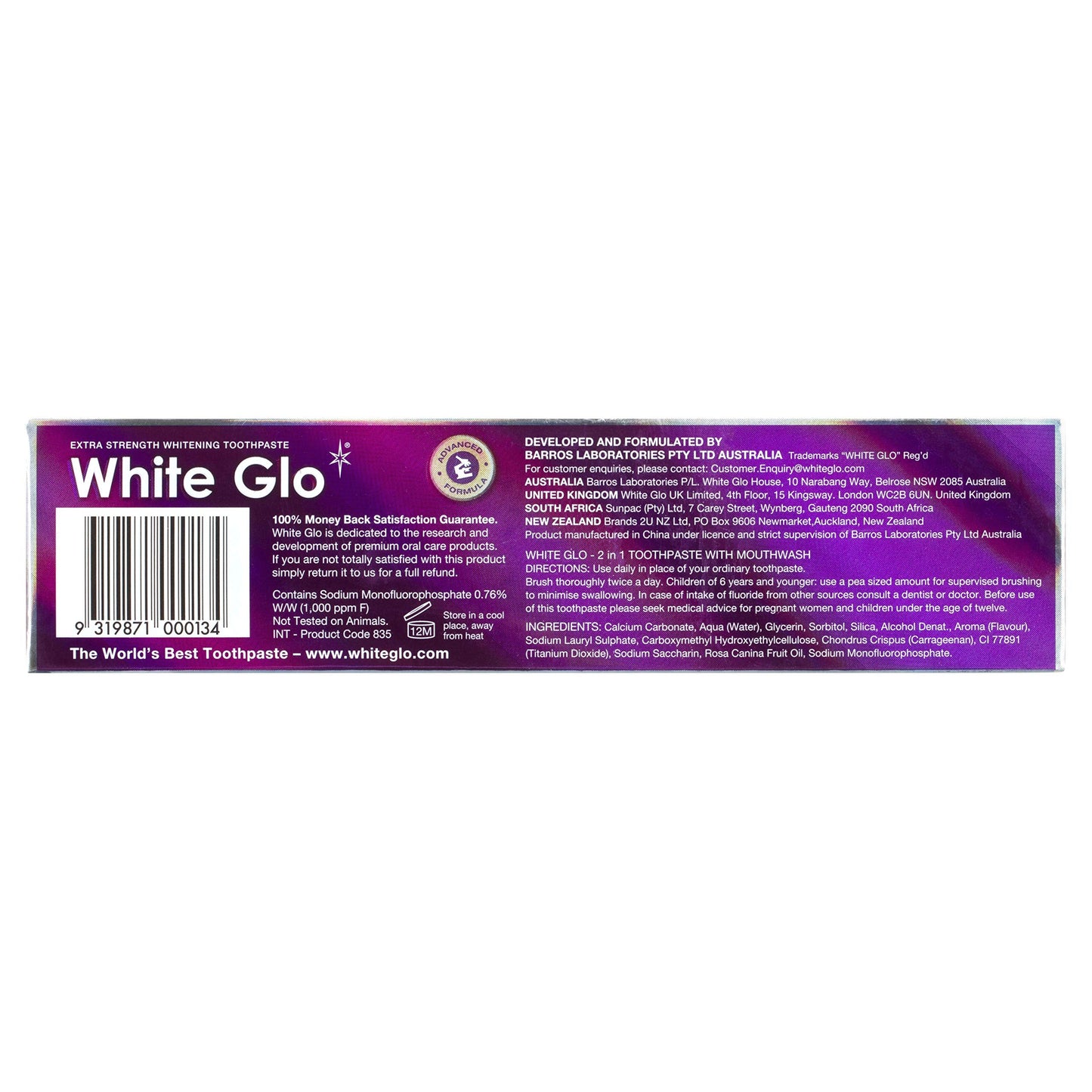 White Glo 2 IN 1 Whitening Toothpaste 150G - Cutprice Online