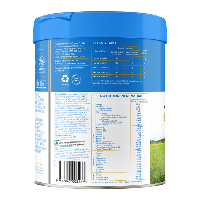 Bellamy's Organic Infant Formula Step 1 800g