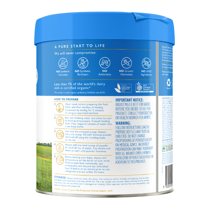 Bellamy's Organic Infant Formula Step 1 800g