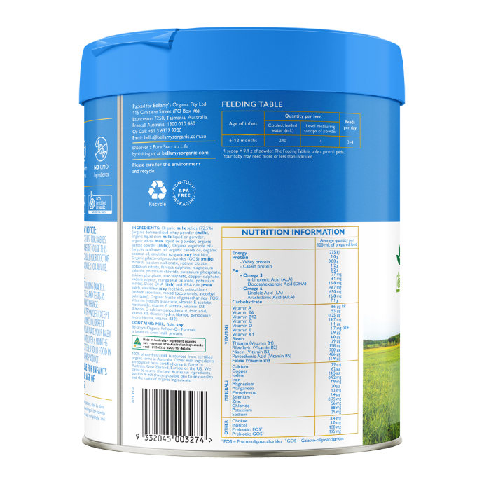 Bellamy's Organic Infant Formula Step 2 800g
