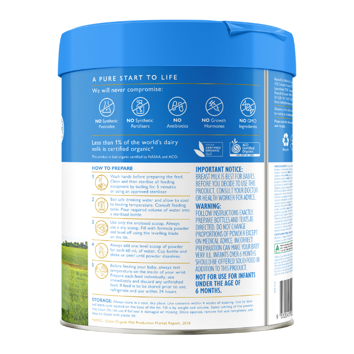 Bellamy's Organic Infant Formula Step 2 800g