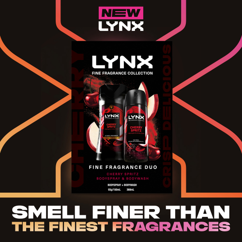 Lynx Fine Fragrance Collection Cherry Spritz Body Spray and Body Wash Duo Set