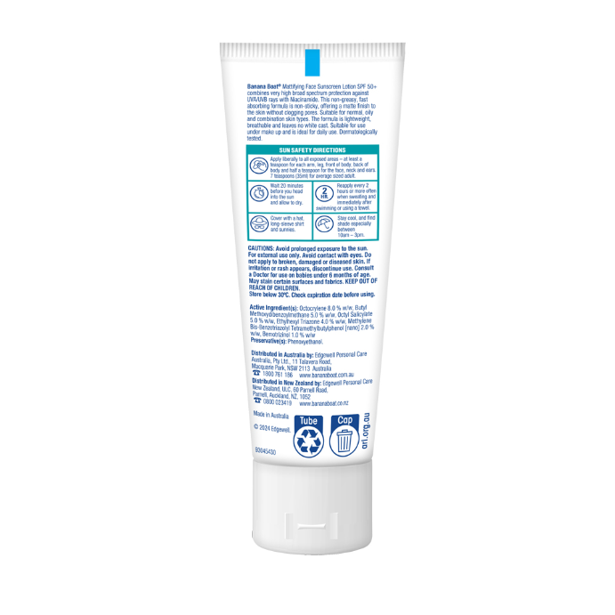 Banana Boat Mattifying Face Sunscreen Lotion SPF50+ 75mL