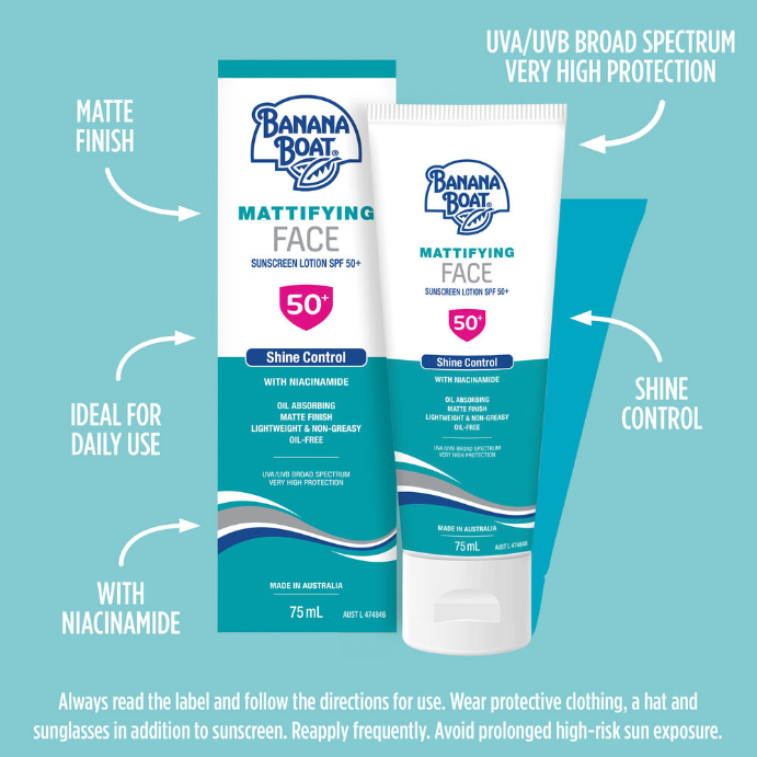 Banana Boat Mattifying Face Sunscreen Lotion SPF50+ 75mL