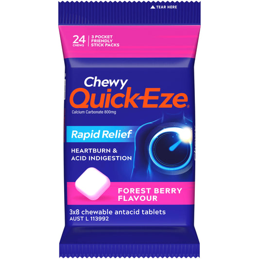 QUICK-EZE CHEWY SUGAR FOREST BERRY MP 24TAB 120g - Cutprice Online