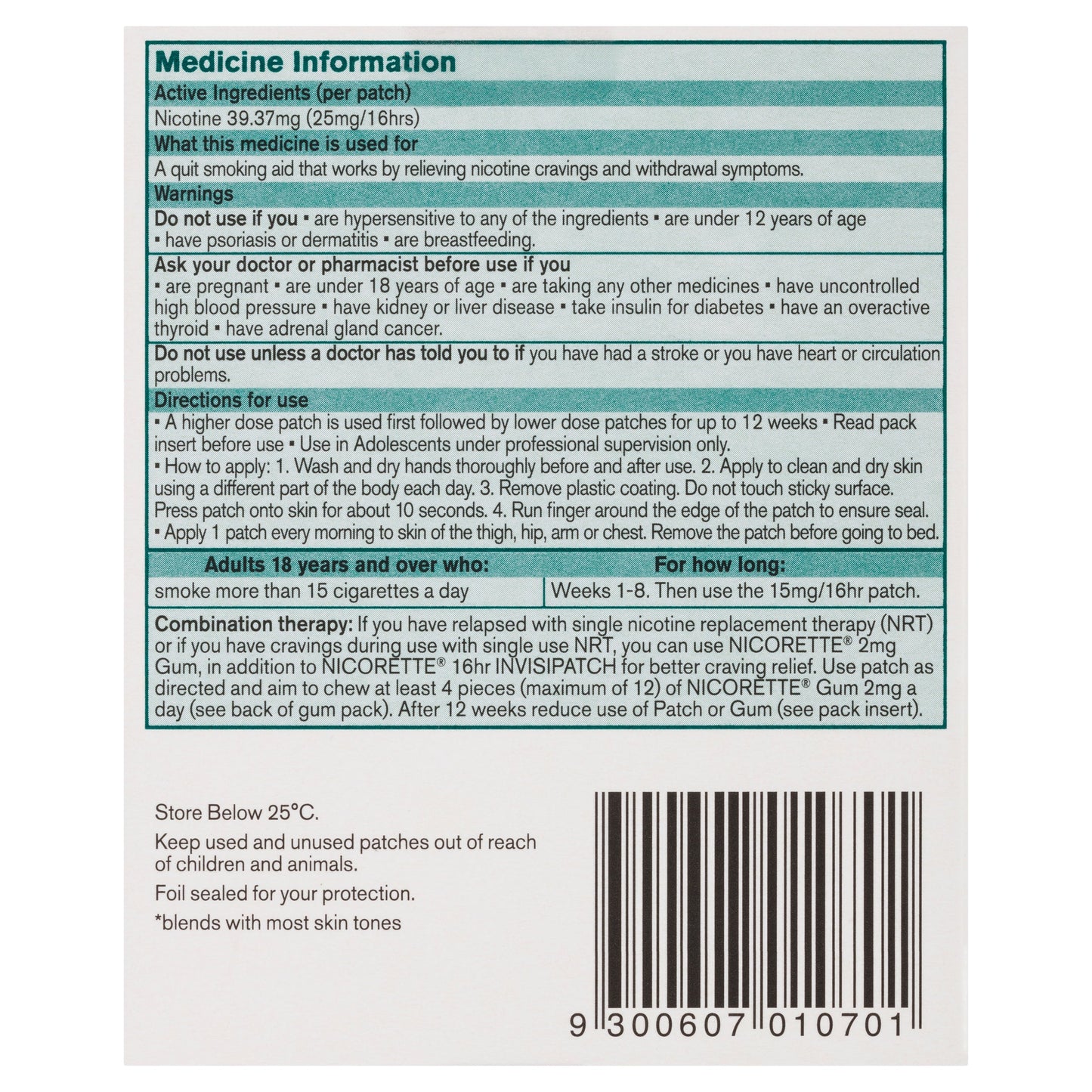 Nicorette InvisiPatch 25mg 7 Patches - Cutprice Online
