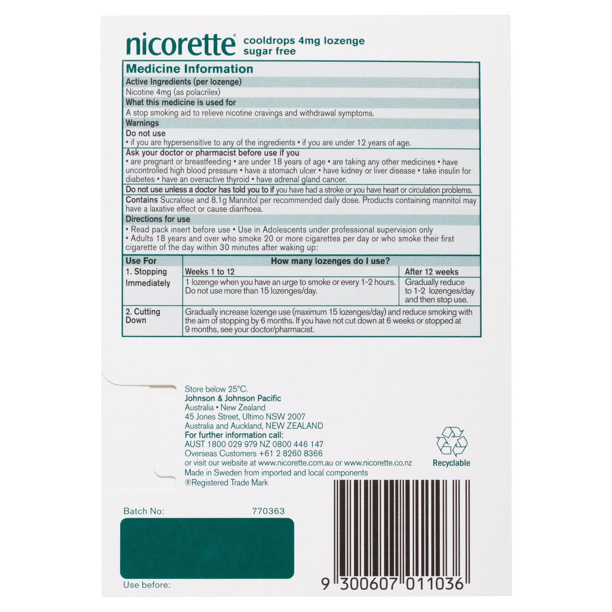 Nicorette Cooldrops 4mg  20 Lozenges - Cutprice Online