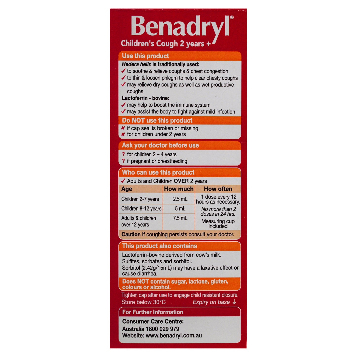 Benadryl Children's Cough 2 Years+ Honey Lemon Flavour 200ml - Cutprice Online