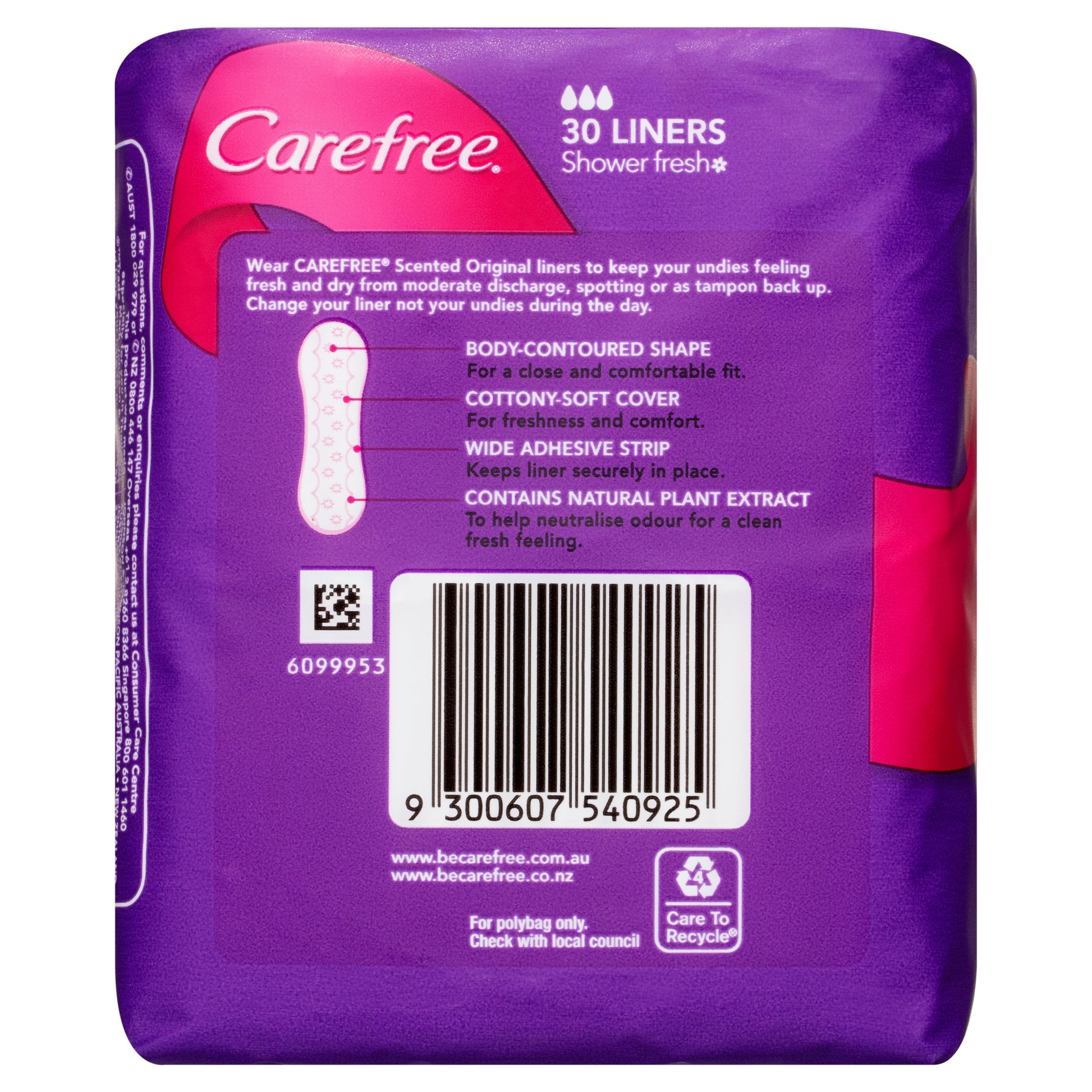 Carefree Original Shower Fresh 30 Liners - Cutprice Online