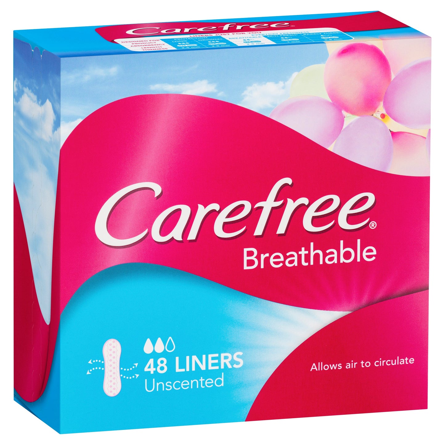 Carefree Breathable Unscented Panty Liners 48 Pack - Cutprice Online