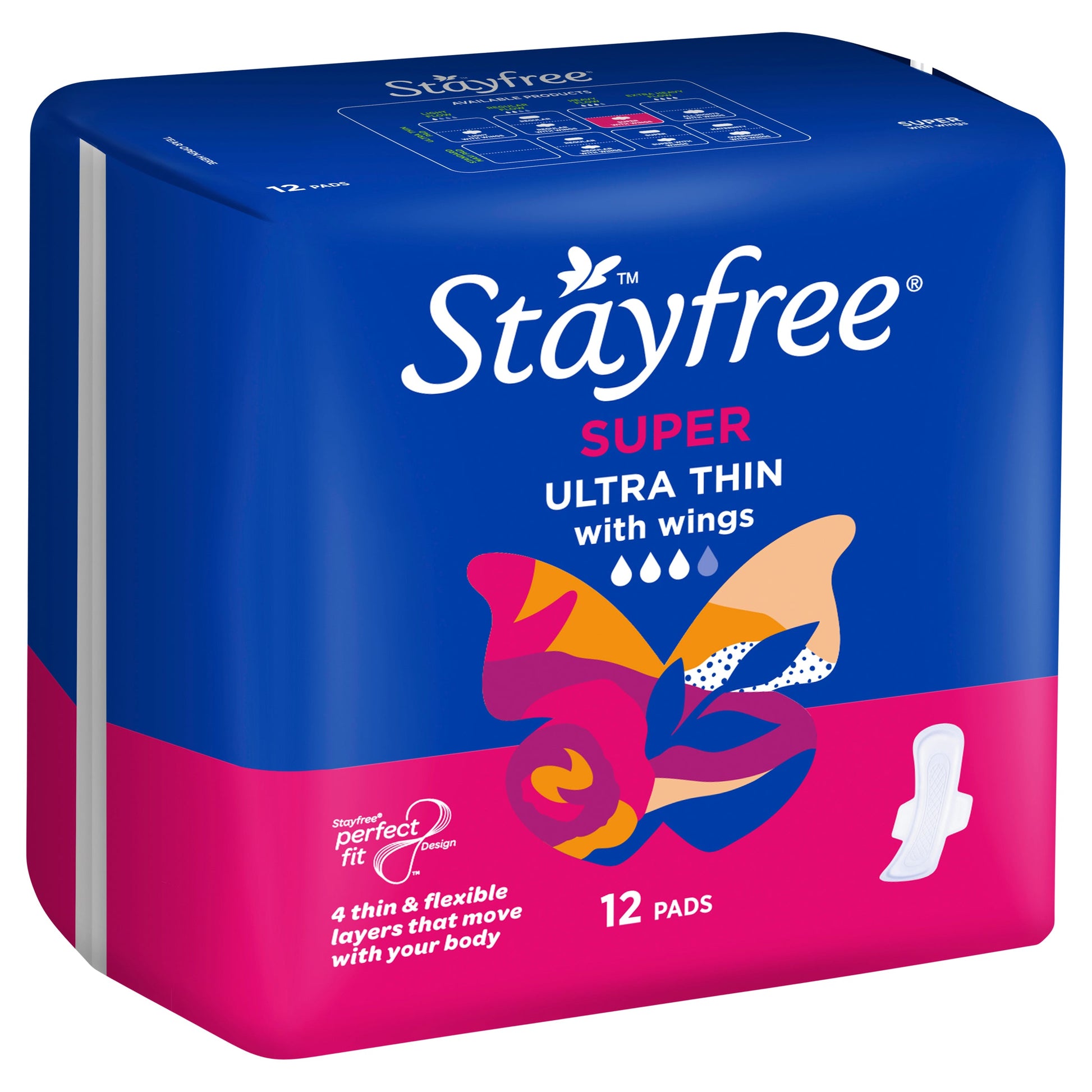 Stayfree Ultra Thin Super Wing 12PK - Cutprice Online