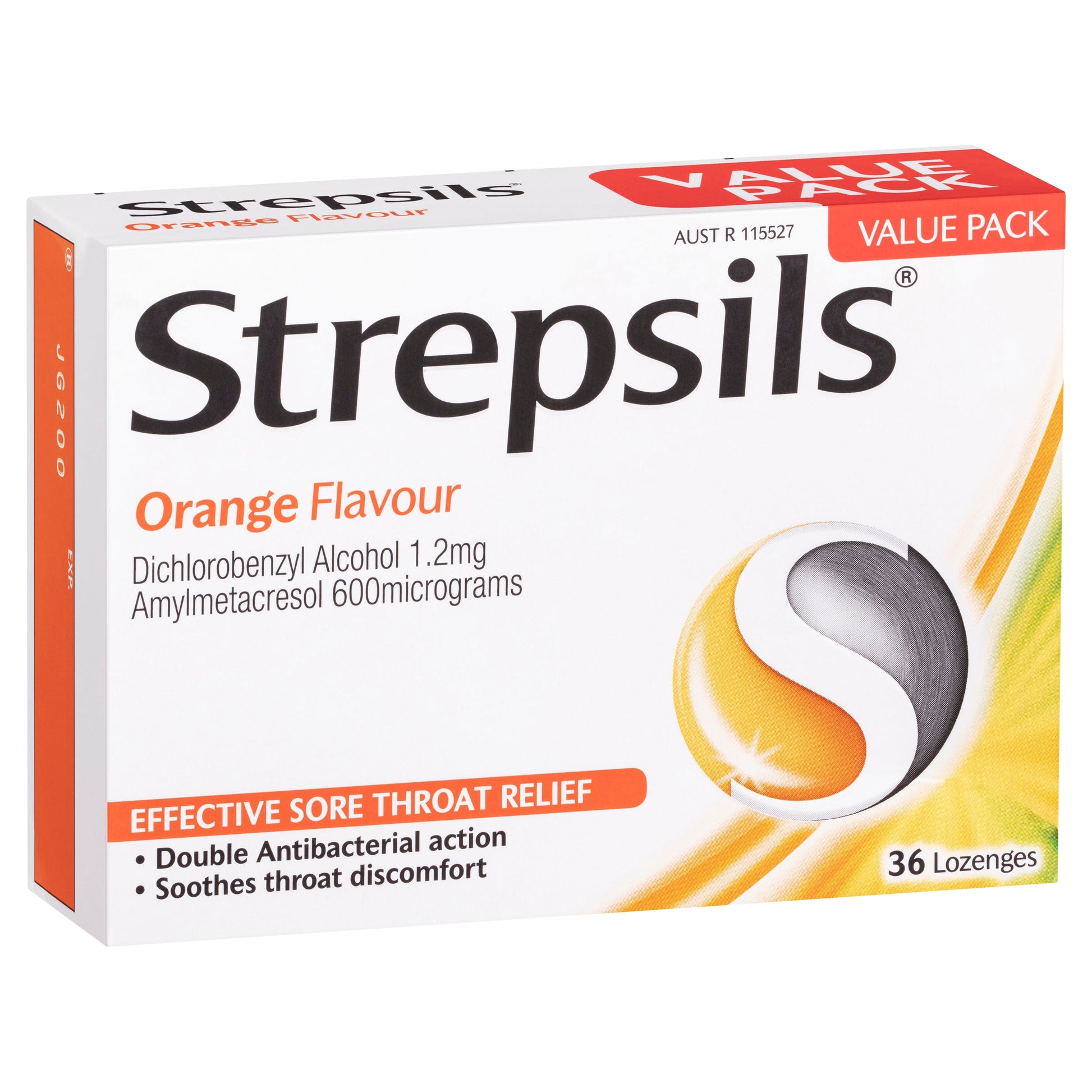Strepsils Soothing Lozenges Orange 36pk Sore Throat Double Antibacterial - Cutprice Online