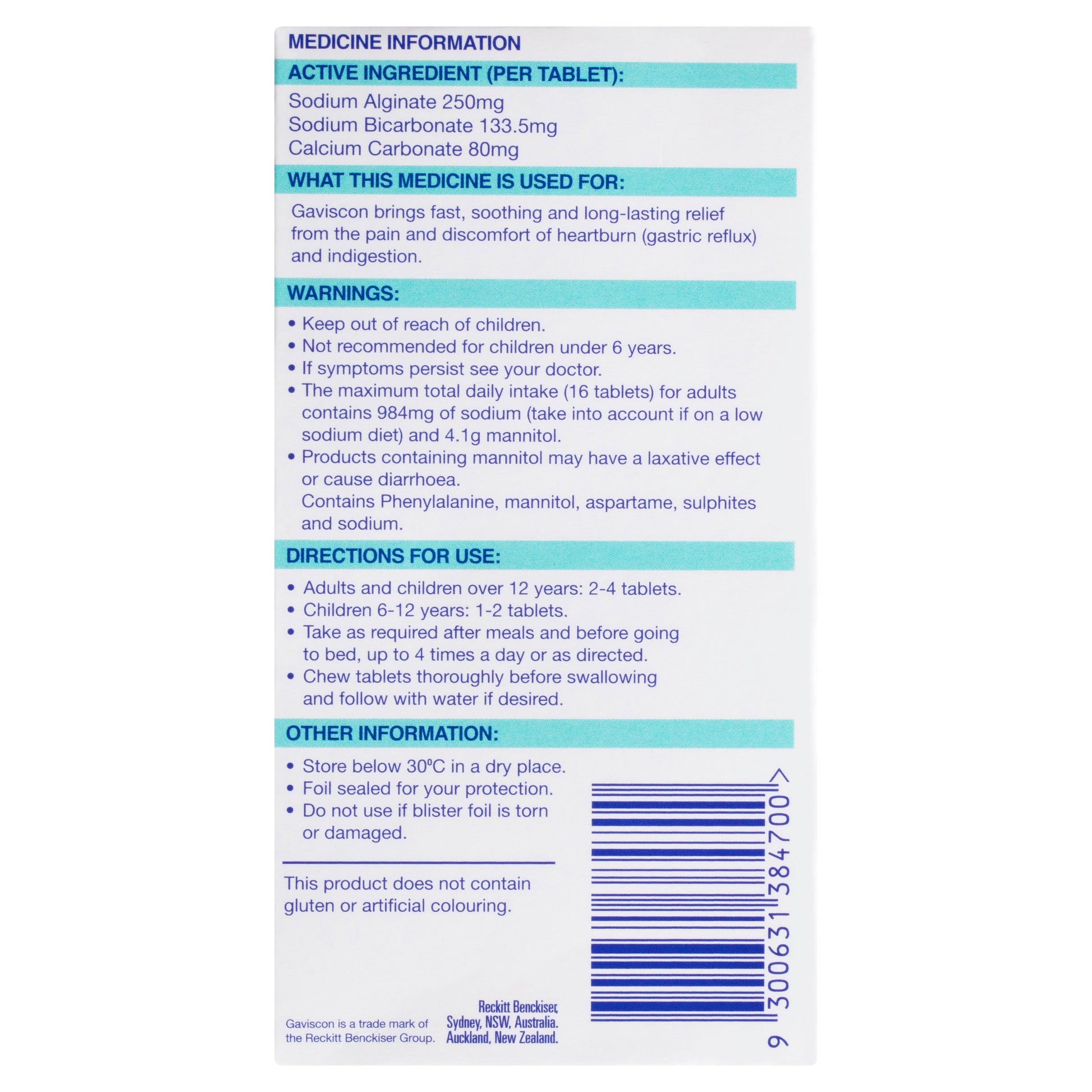 Gaviscon Chewable Peppermint Tablets 24 Pack - Cutprice Online