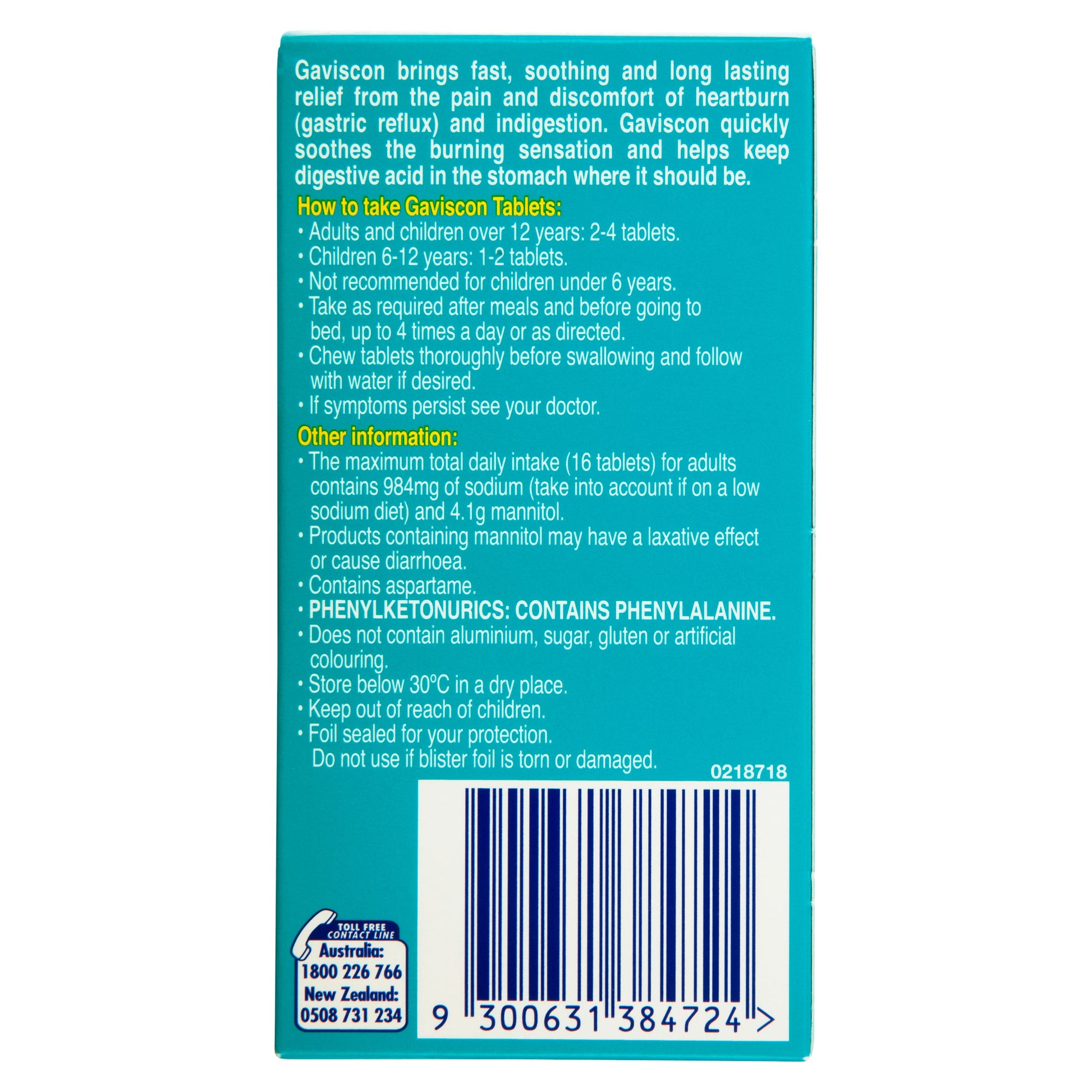 Gaviscon Chewable Peppermint Tablets 48 Pack - Cutprice Online