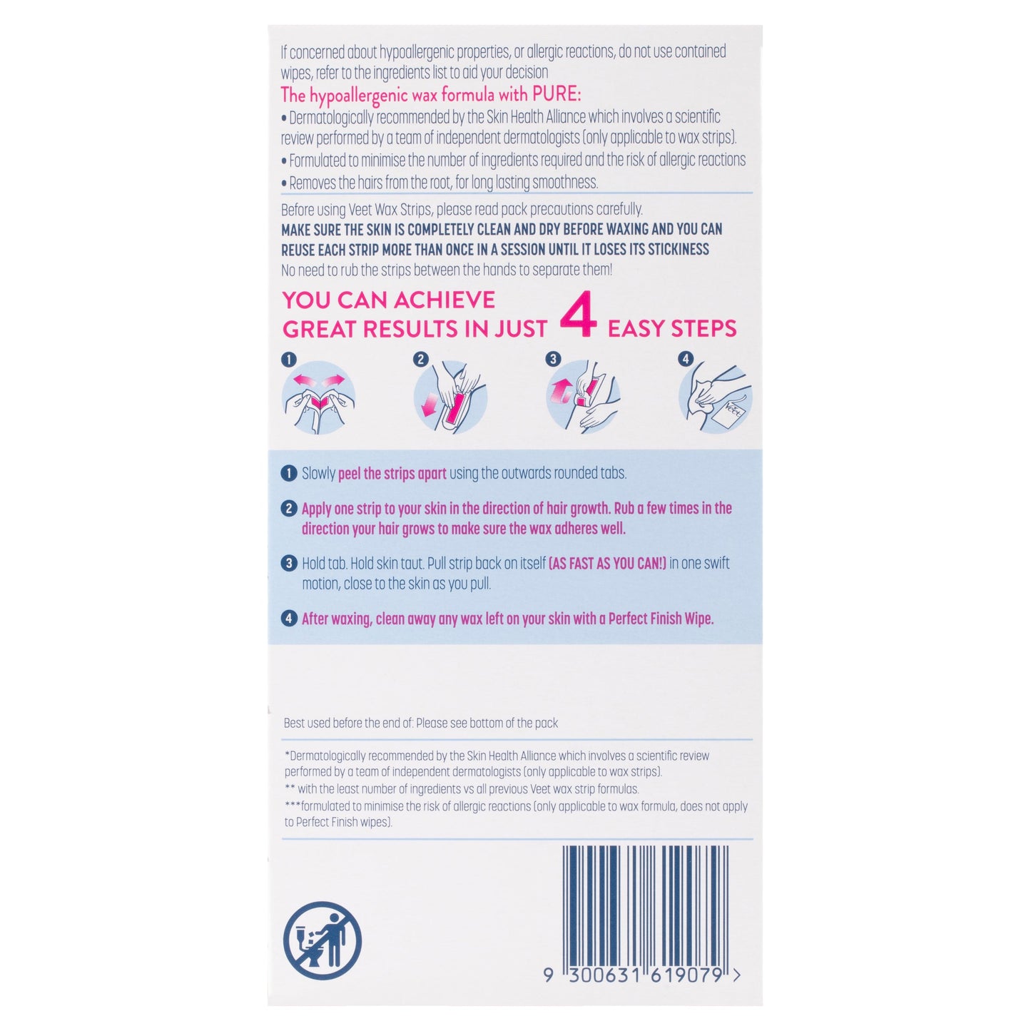 Veet Pure Cold Wax Strips Leg 40PK - Cutprice Online