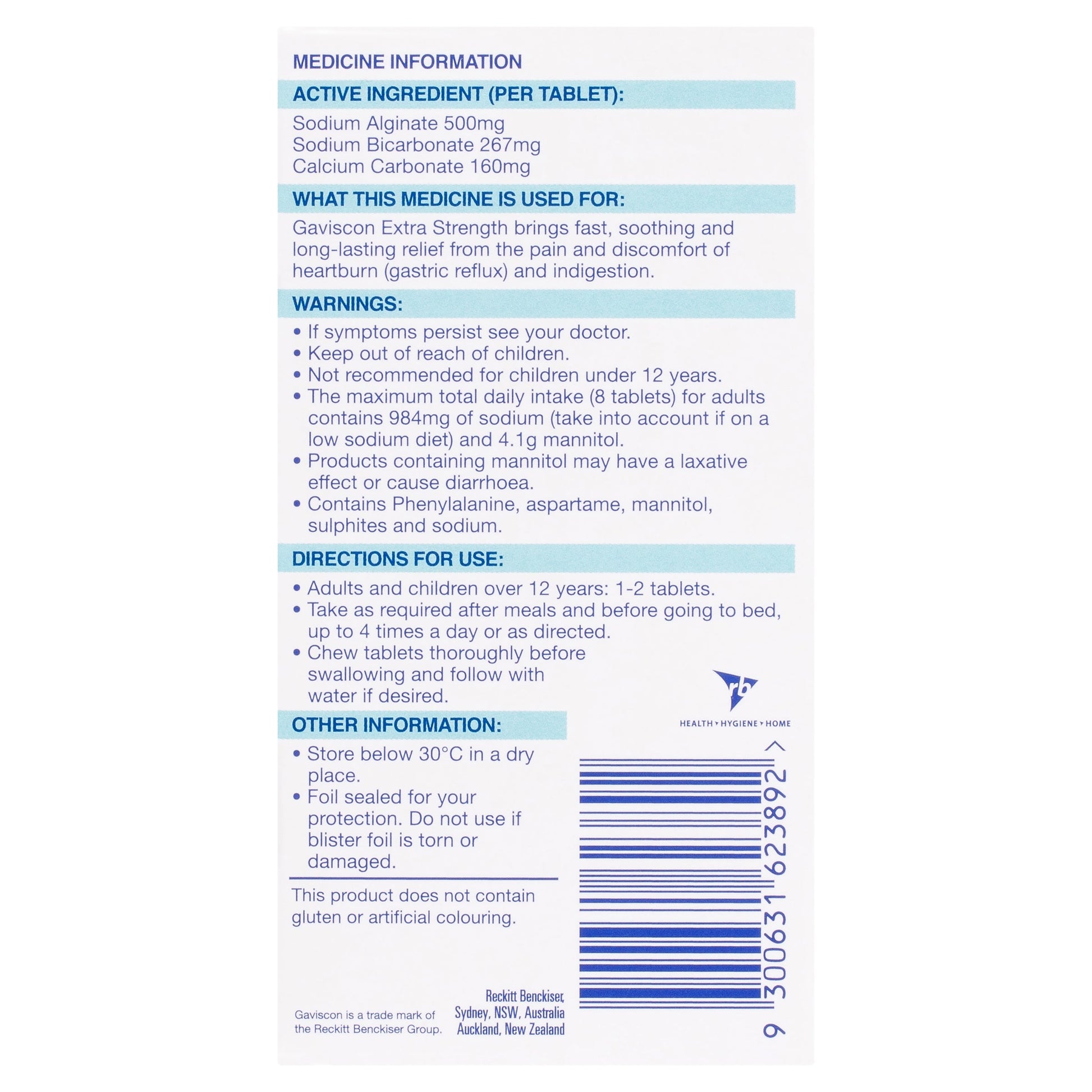 Gaviscon Extra Strength Peppermint Flavour 24 Tablets - Cutprice Online