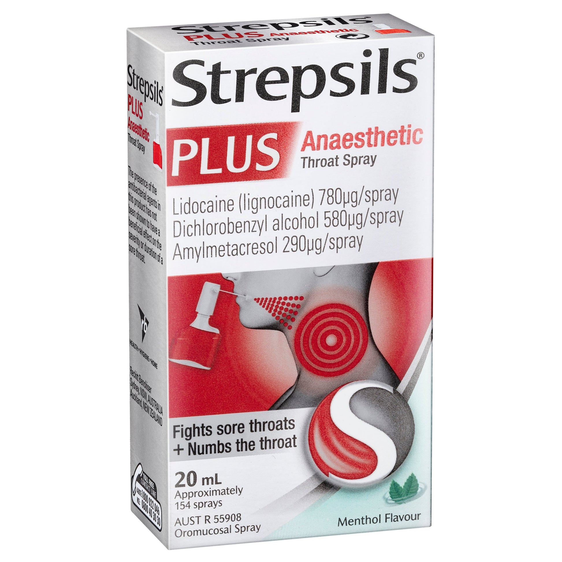 Strepsils Plus 20ml Sore Throat Numbing Spray Pain Relief - Cutprice Online