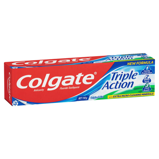 Colgate Triple Action Cavity Protection Fluoride Original Mint Toothpaste 110g - Cutprice Online