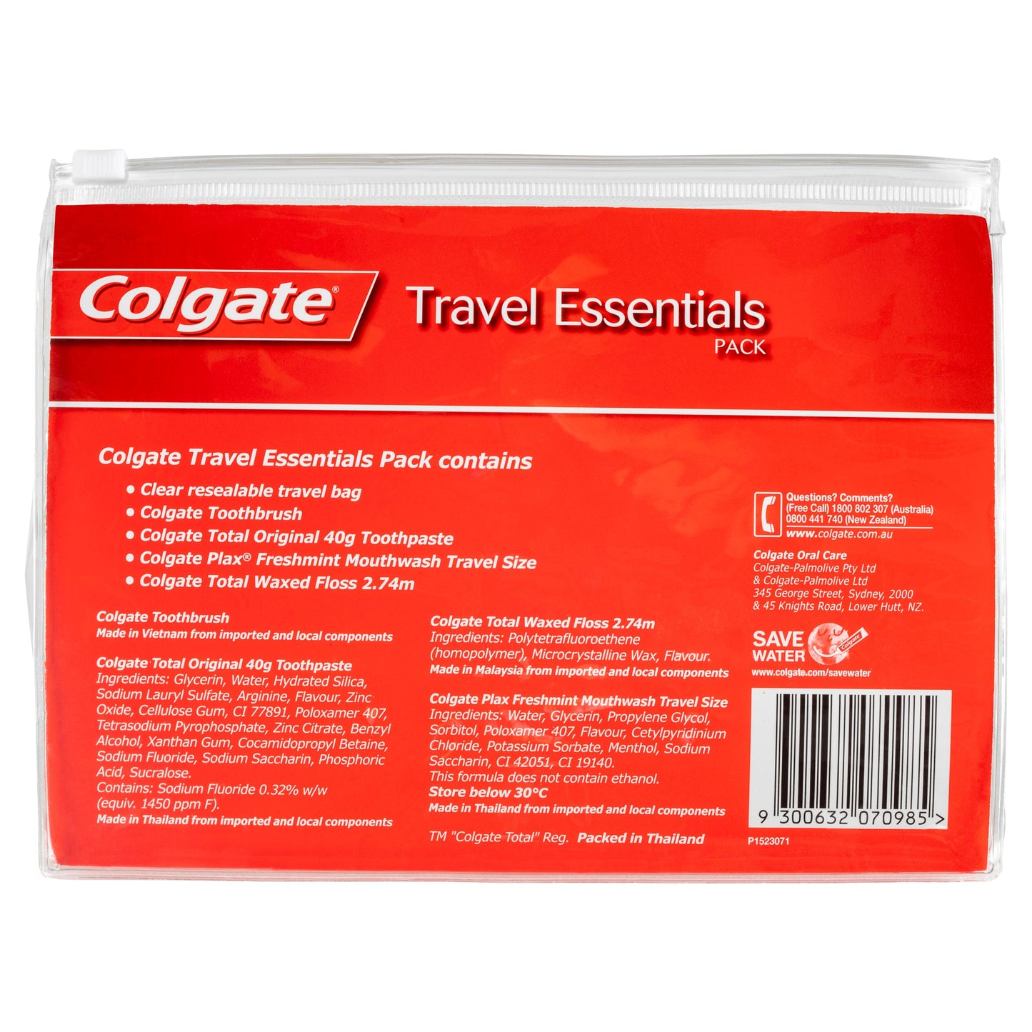 Colgate Travel Essentials Toothbrush, Toothpaste, Mouthwash, Floss & travel bag Pack - Cutprice Online
