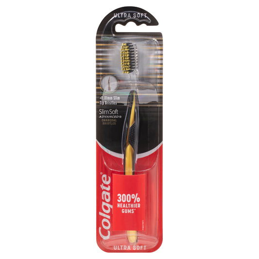 Colgate Slim Soft Advanced Charcoal with Charcoal infused bristles Ultra Soft Toothbrush - Cutprice Online