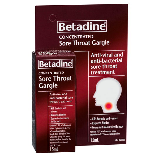 Betadine Sore Throat Gargle (Concentrated) 15ml - Cutprice Online