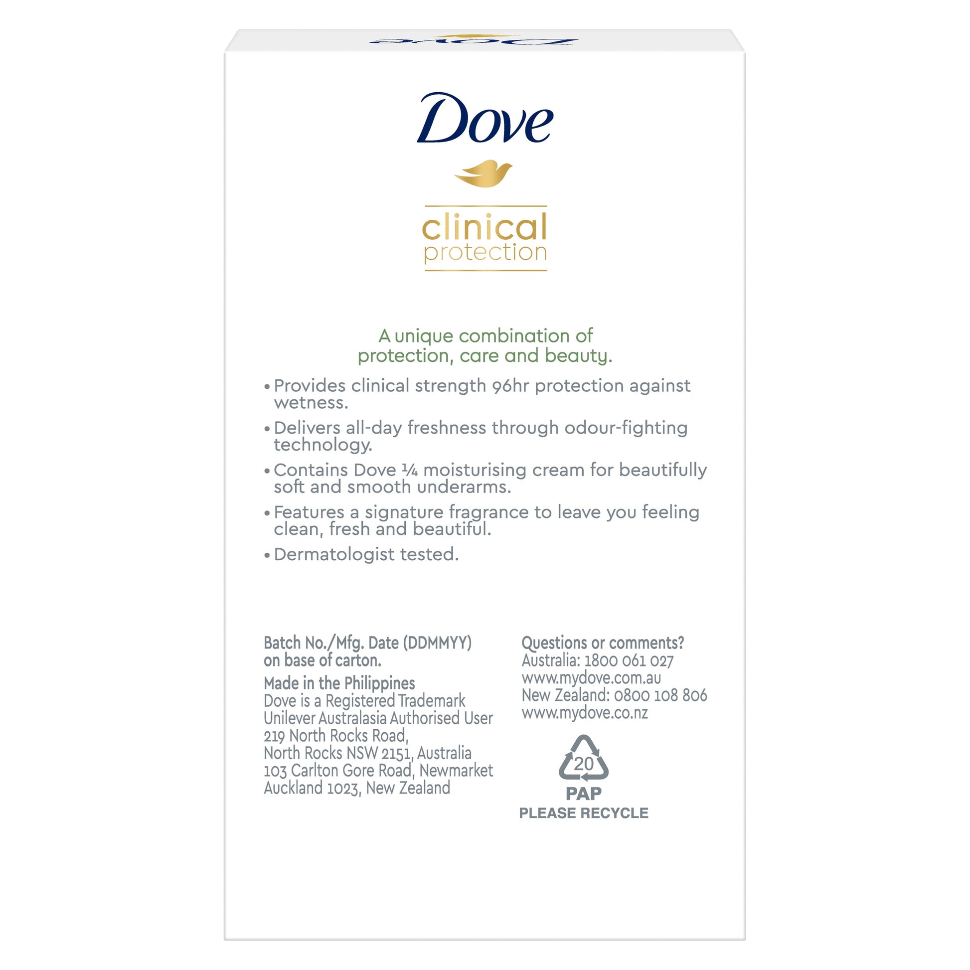 Dove for Women Clinical Protection Antiperspirant Deodorant Fresh Touch Cream 45ml - Cutprice Online