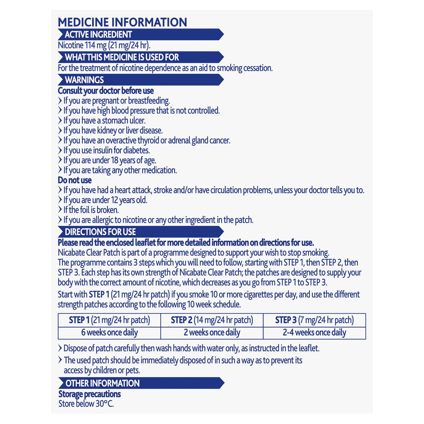 Nicabate Clear Patch Quit Smoking Step 1 21mg 14 Patches (Value Pack) - Cutprice Online