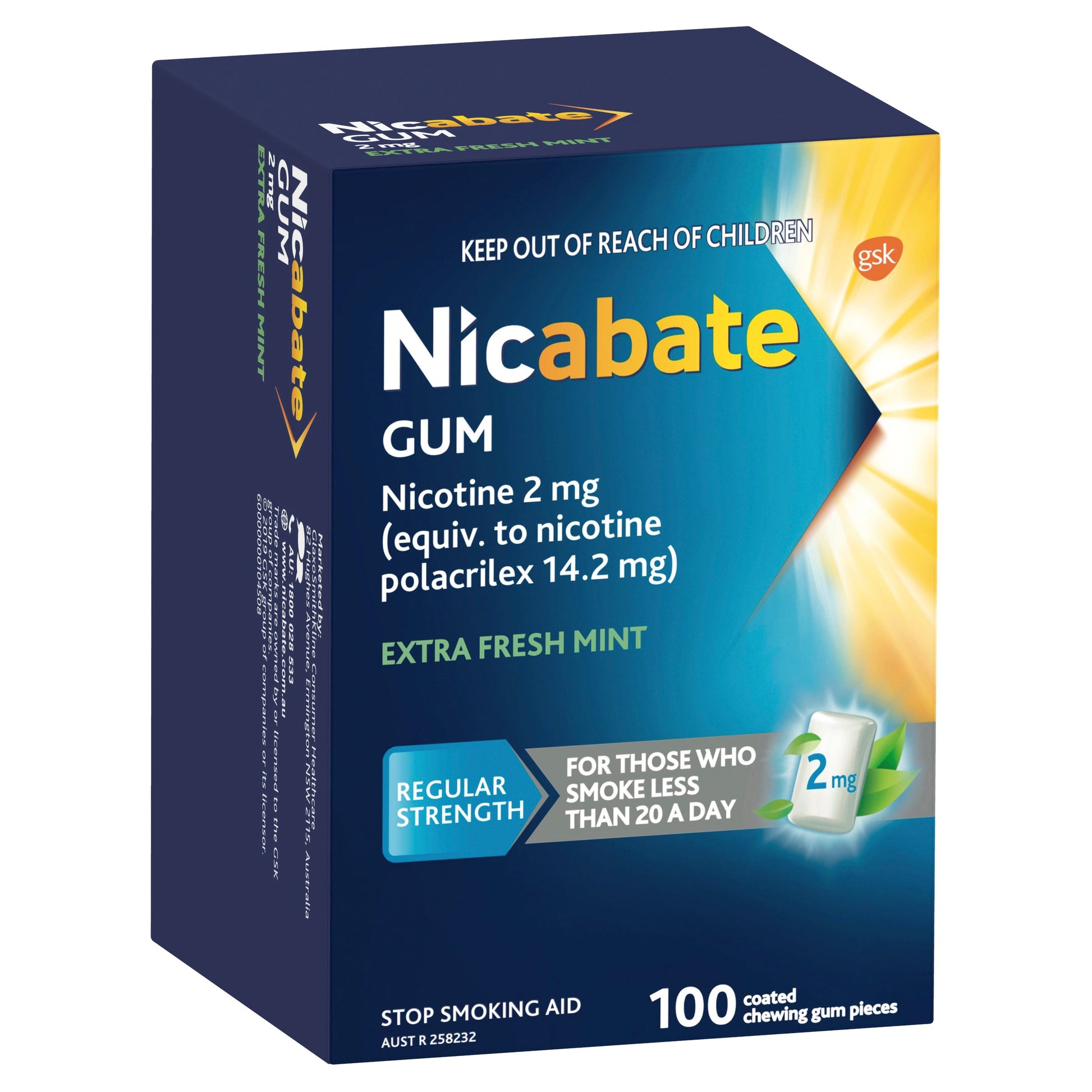 Nicabate Gum 2mg Extra Fresh 100 Pieces - Cutprice Online