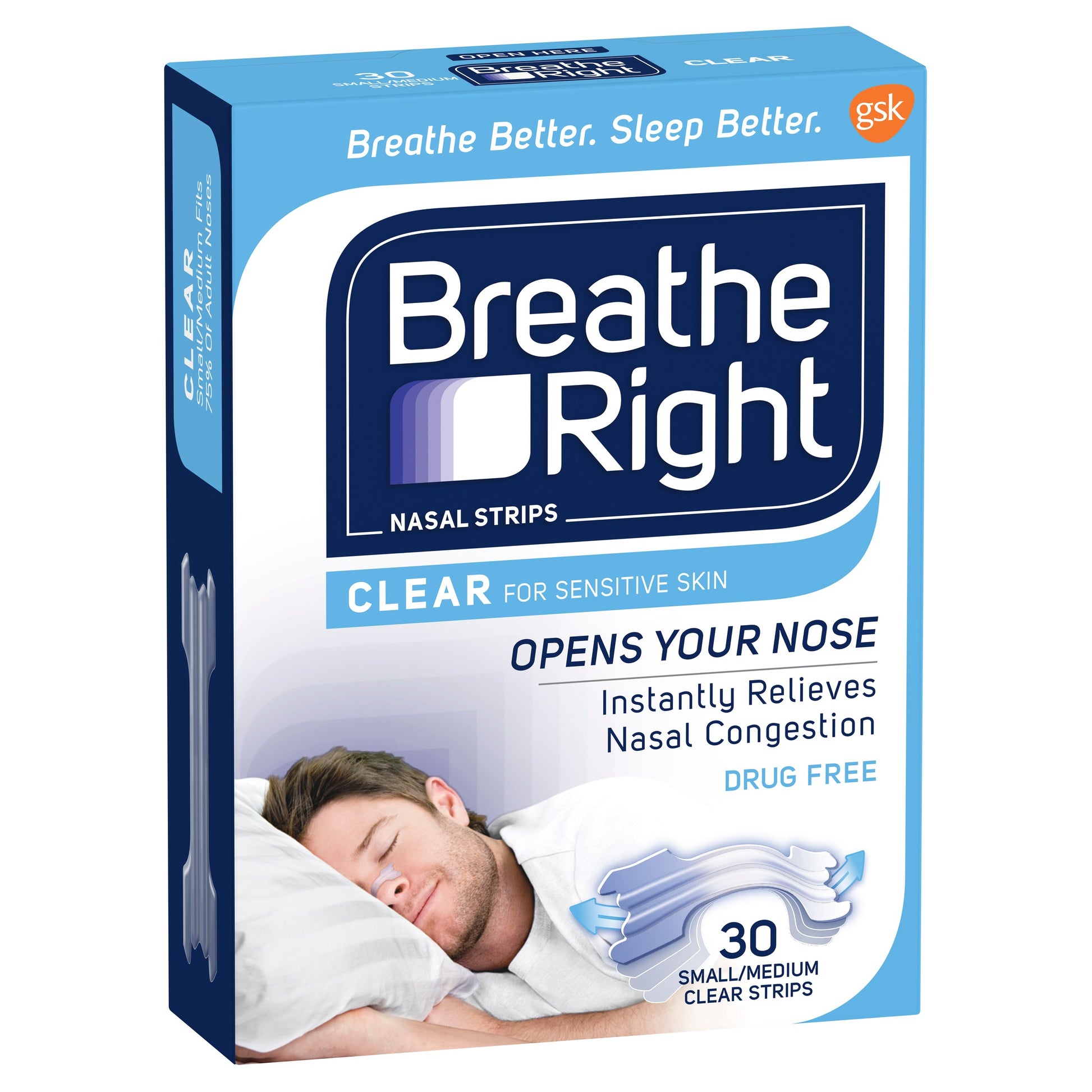 Breathe Right Nasal Strips Clear Regular (Sml/Med) X 30 - Cutprice Online