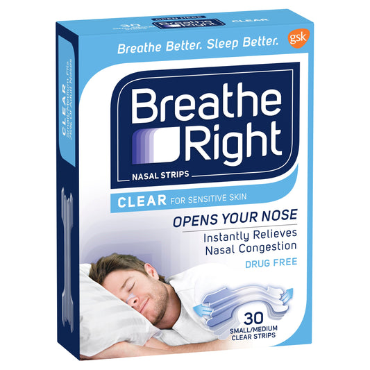Breathe Right Nasal Strips Clear Regular (Sml/Med) X 30 - Cutprice Online