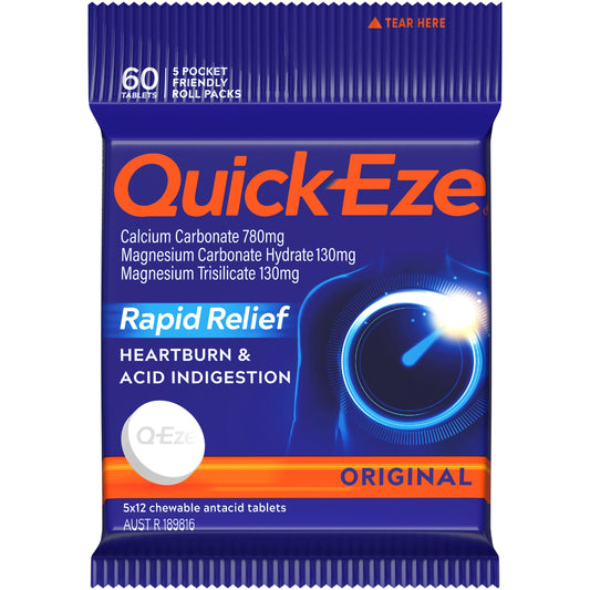 Quick-eze Heartburn & Indigestion Relief Original 60 Pack - Cutprice Online