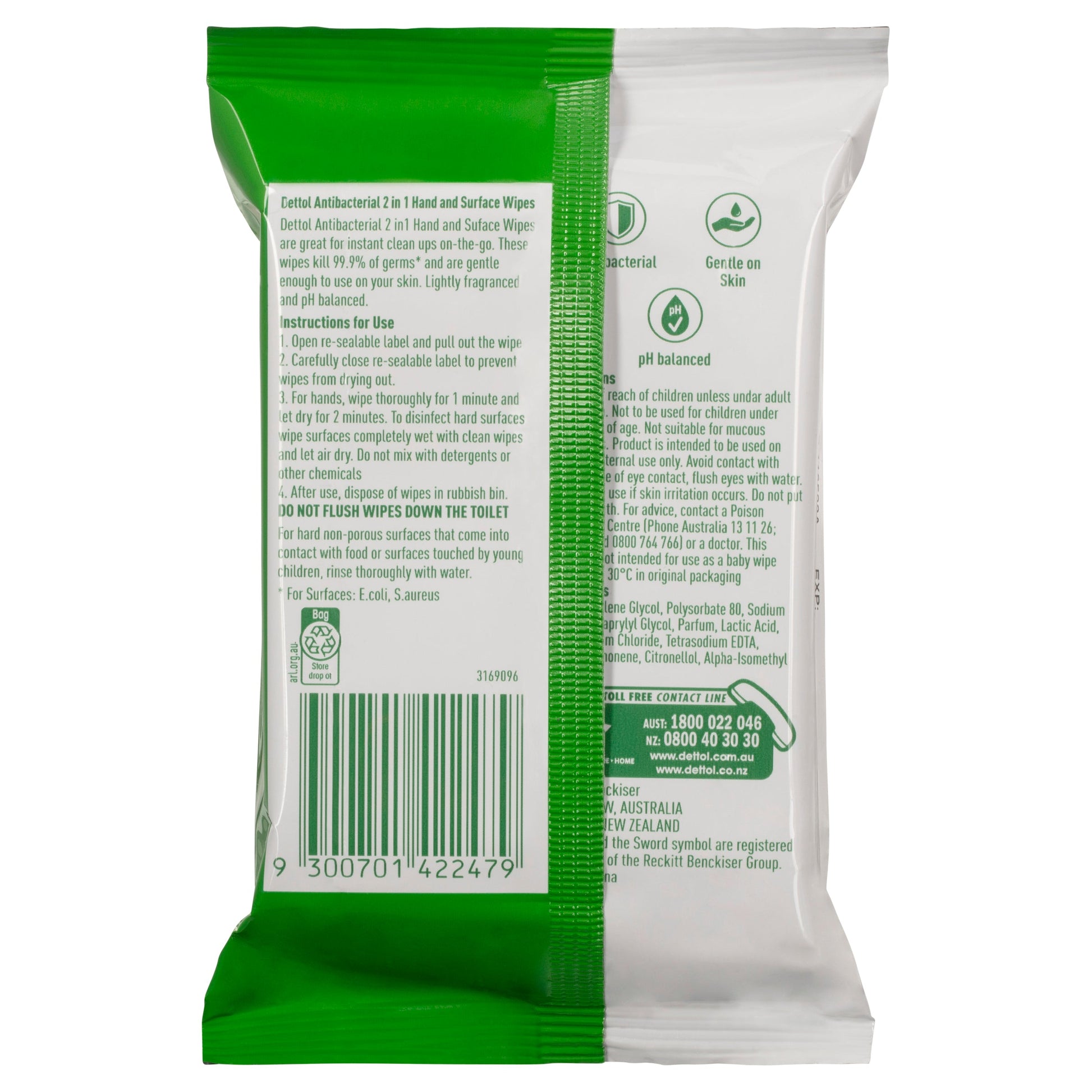 Dettol Hands and Surface Wipes 15pk 2 in 1 Antibacterial - Cutprice Online