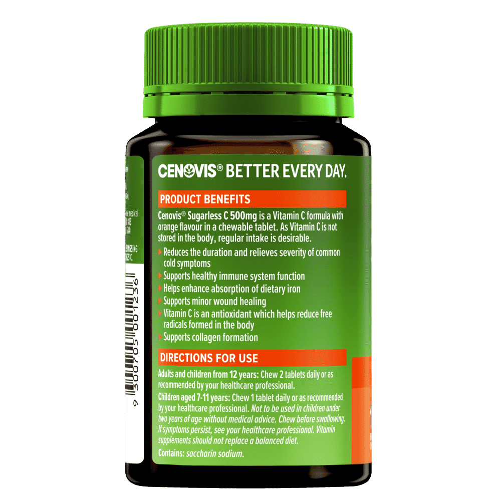 Cenovis Sugarless C 500mg Chewable Vitamin C 100 Tablets - Cutprice Online