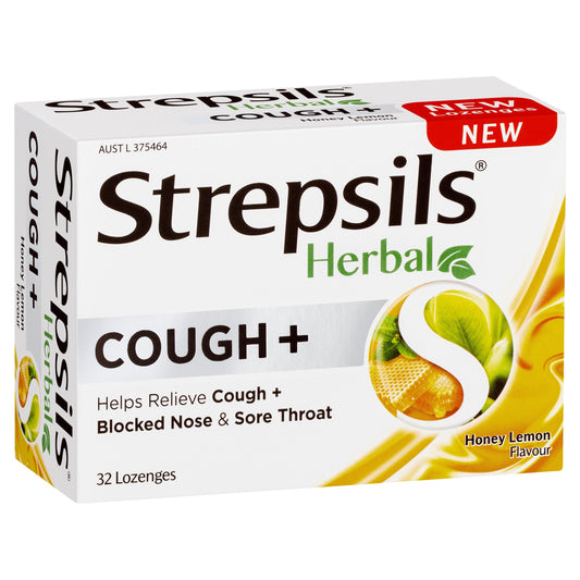 Strepsils Herbal Cough Lozenges Honey Lemon 32 Pack - Cutprice Online