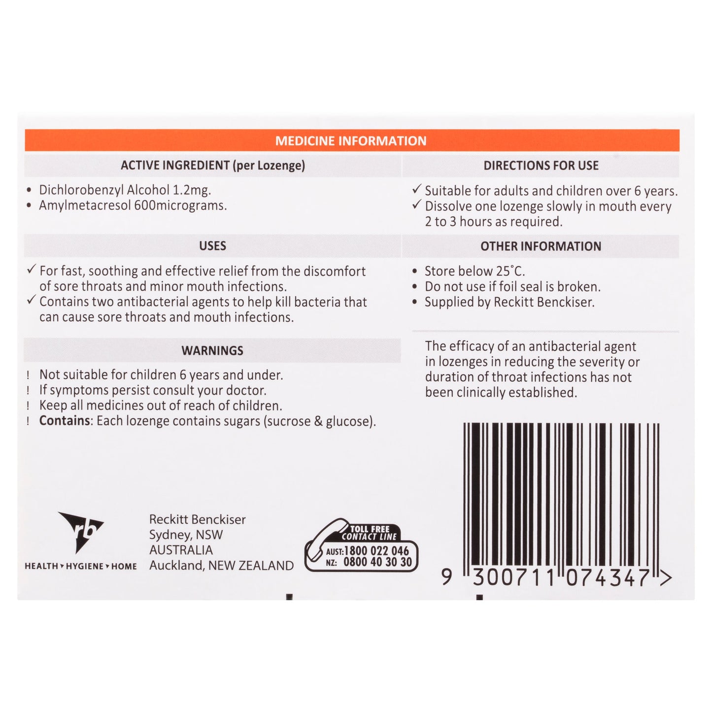 Strepsils Soothing Lozenges Orange 16pk Sore Throat Double Antibacterial - Cutprice Online