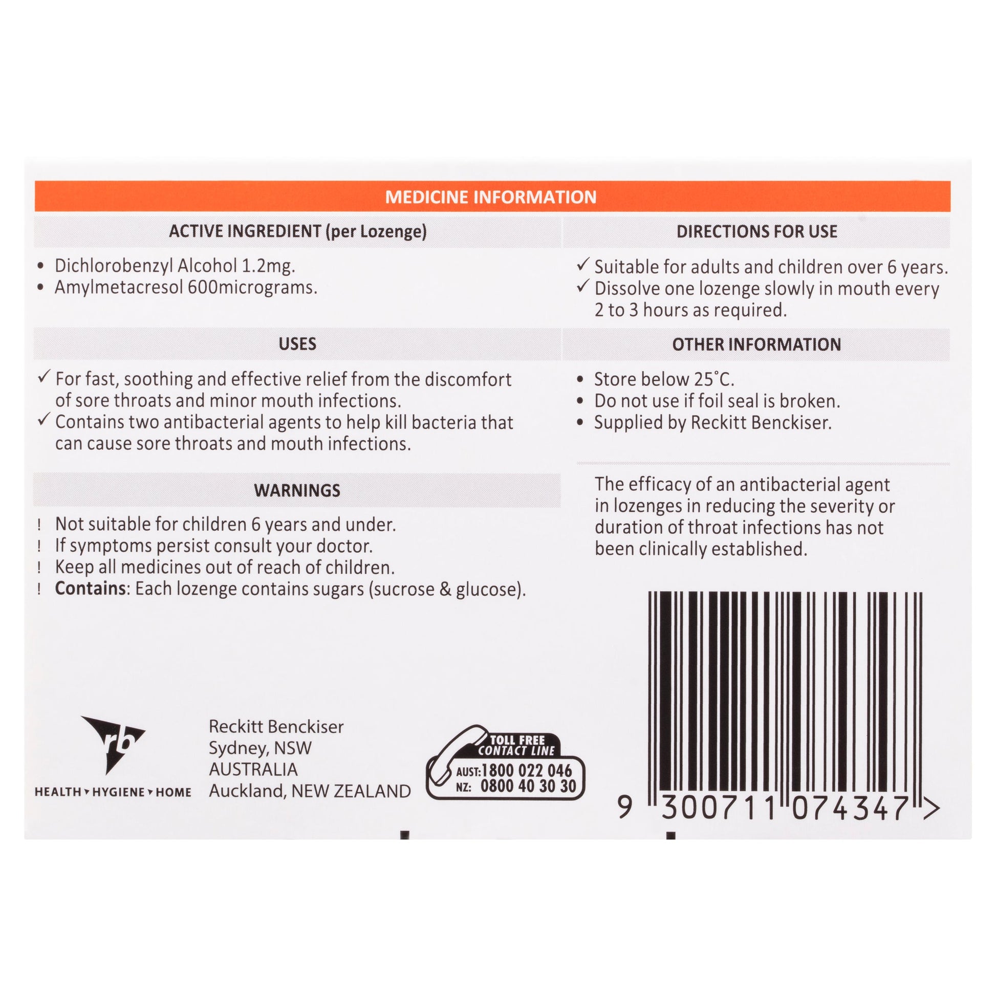 Strepsils Soothing Lozenges Orange 16pk Sore Throat Double Antibacterial - Cutprice Online