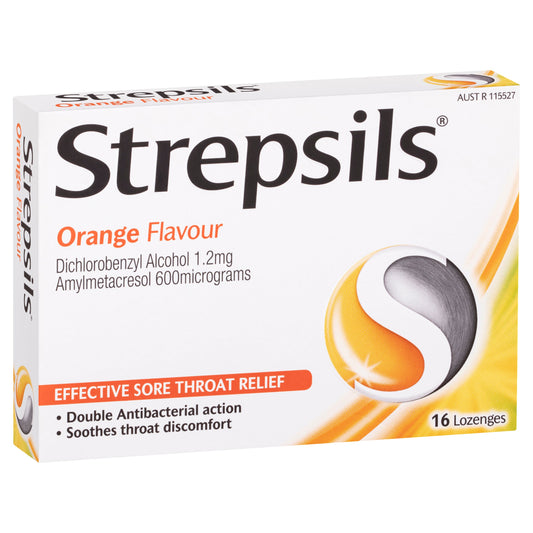 Strepsils Soothing Lozenges Orange 16pk Sore Throat Double Antibacterial - Cutprice Online