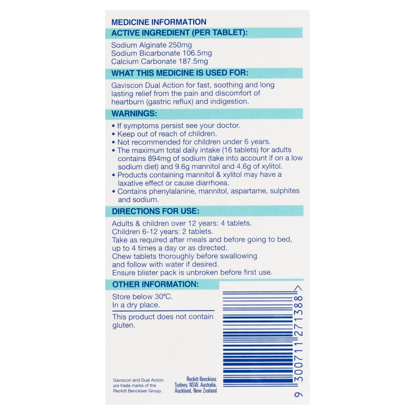 Gaviscon Dual Action Chewable Peppermint Tablets 48 - Cutprice Online
