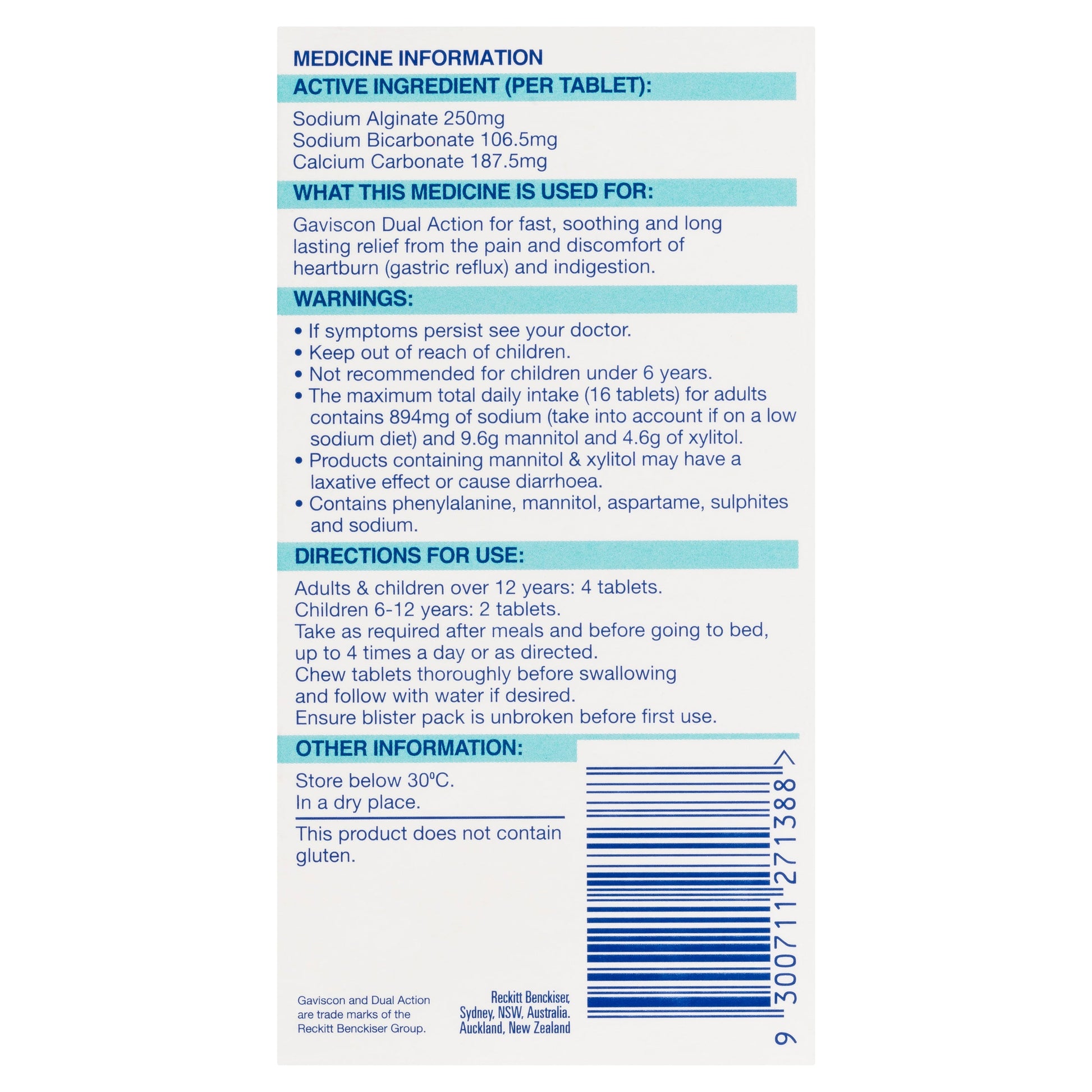 Gaviscon Dual Action Chewable Peppermint Tablets 48 - Cutprice Online