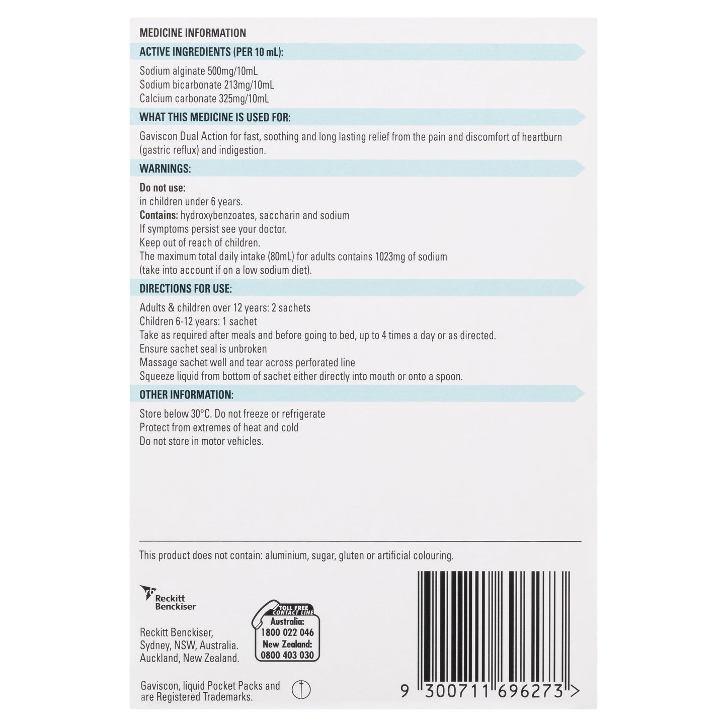 Gaviscon Liquid Dual Action 10ml 12 Sachets - Cutprice Online