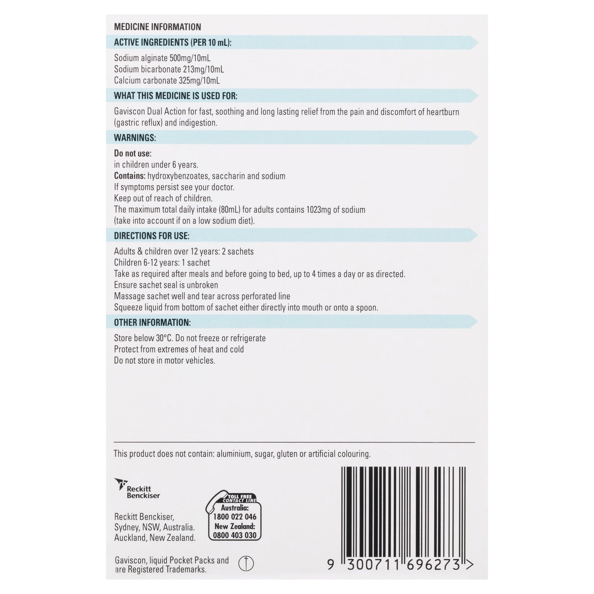 Gaviscon Liquid Dual Action 10ml 12 Sachets - Cutprice Online
