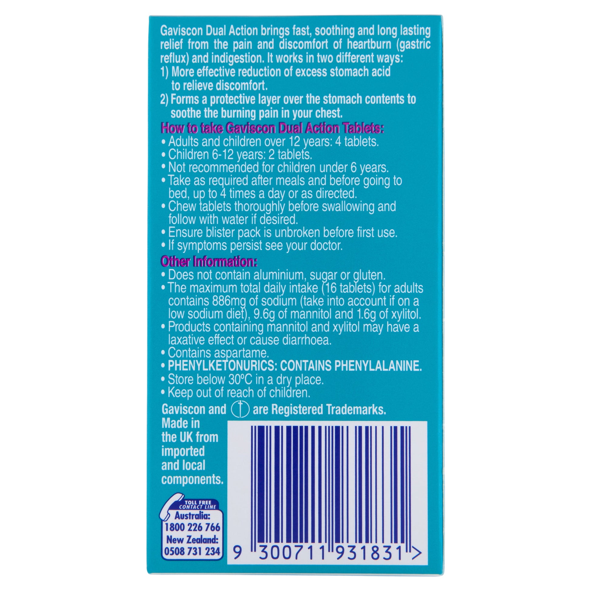 Gaviscon Dual Action Chewable Peppermint Tablets  32 - Cutprice Online