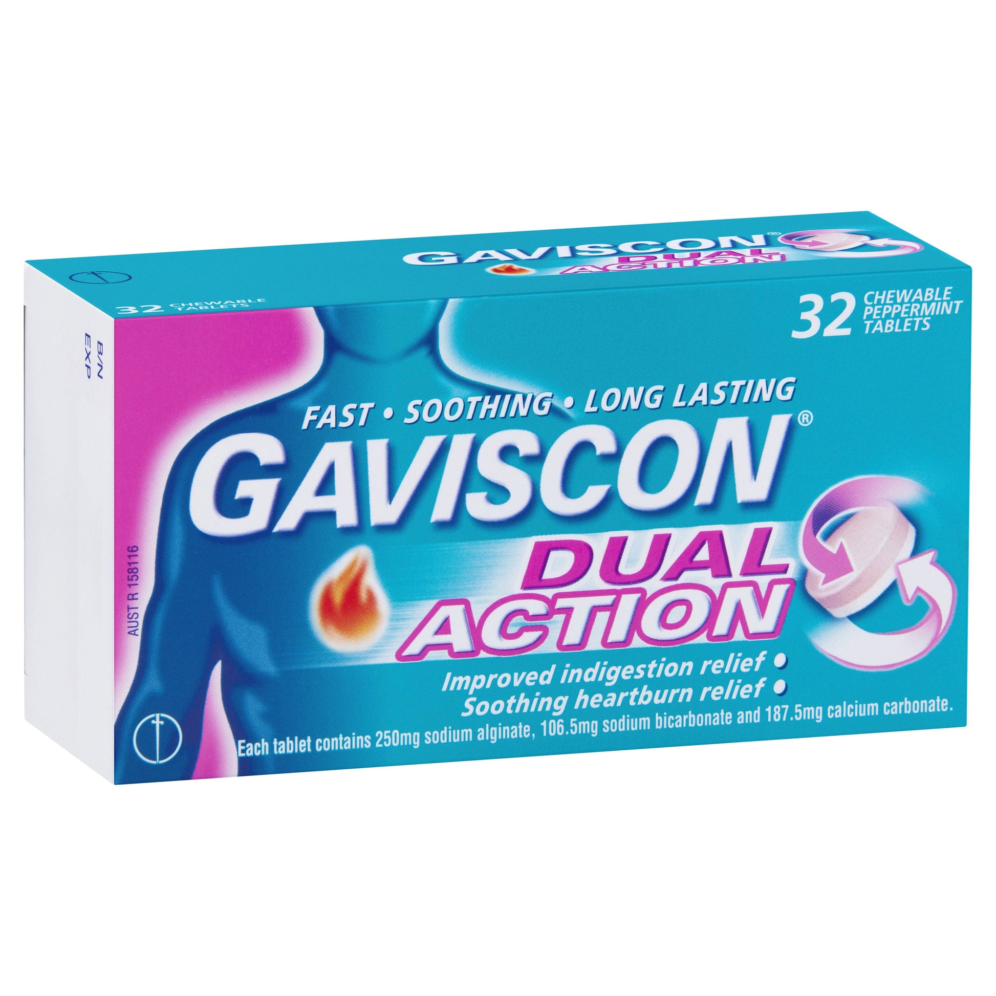 Gaviscon Dual Action Chewable Peppermint Tablets  32 - Cutprice Online