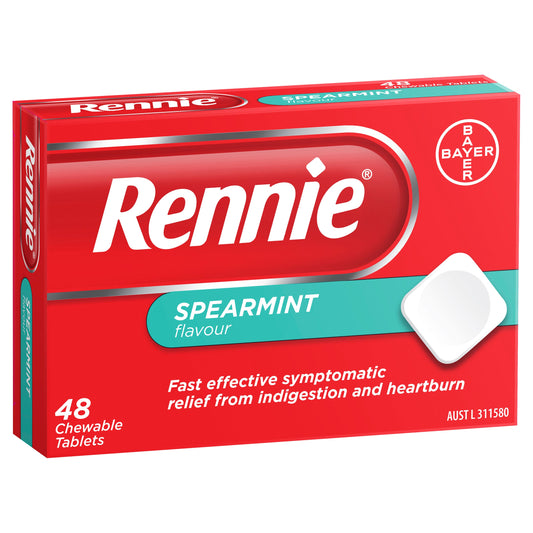 Rennie Indigestion and Heartburn Relief Spearmint 48 Chewable Tablets - Cutprice Online